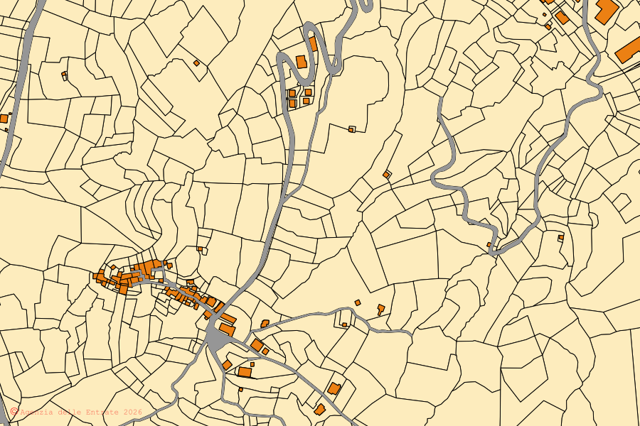 Mappa catastale del centro di Borghetto di Vara: particelle e fabbricati, cartografia Agenzia delle Entrate