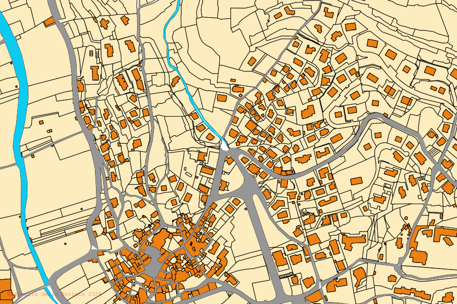 Mappa catastale del centro di Borgio Verezzi: particelle e fabbricati, cartografia Agenzia delle Entrate