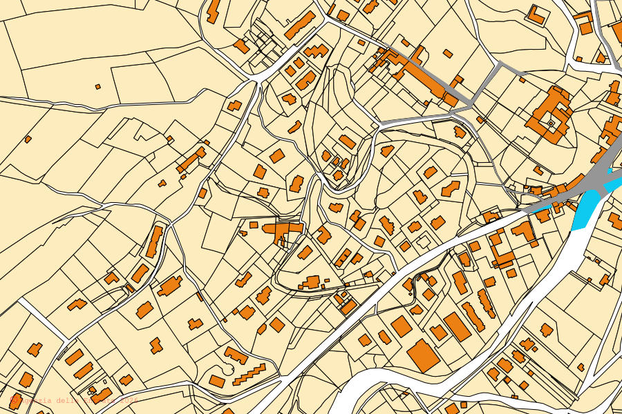 Mappa catastale del centro di Borgo di Terzo: particelle e fabbricati, cartografia Agenzia delle Entrate