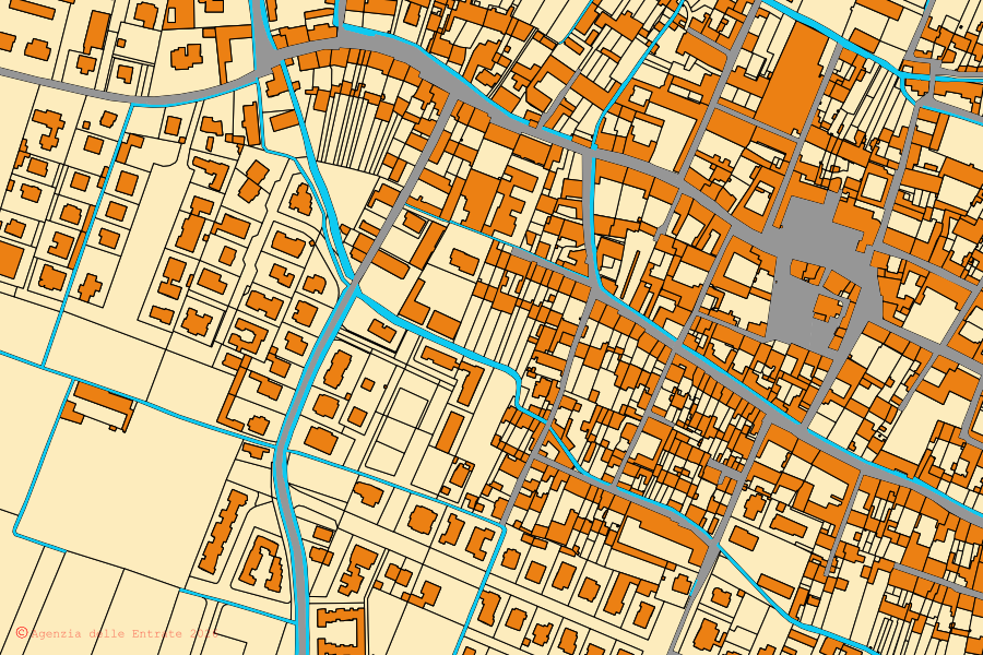 Mappa catastale del centro di Borgo San Giacomo: particelle e fabbricati, cartografia Agenzia delle Entrate