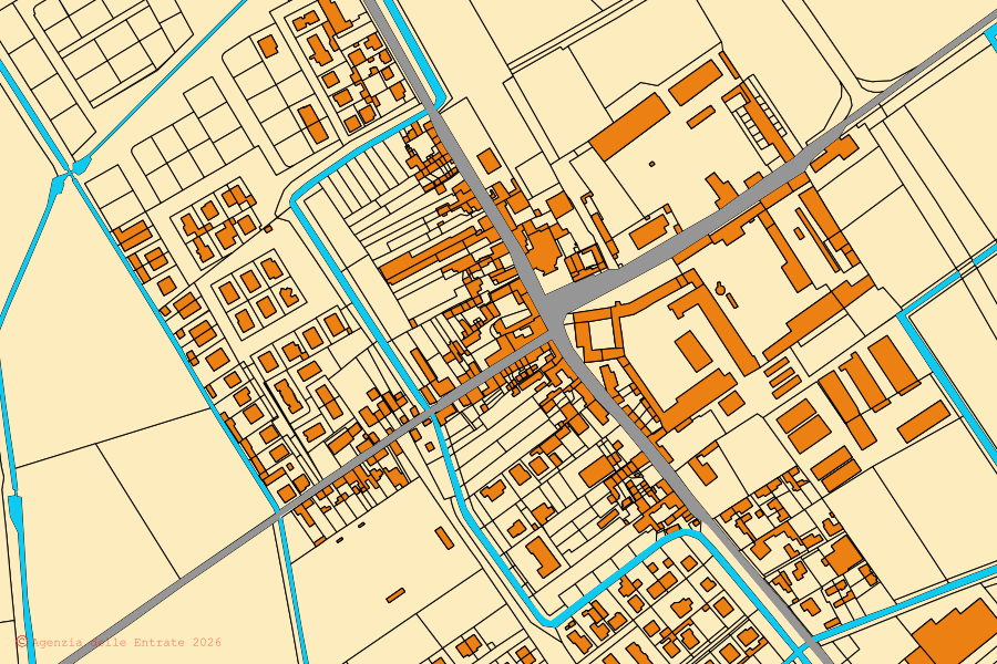 Mappa catastale del centro di Borgo San Siro: particelle e fabbricati, cartografia Agenzia delle Entrate