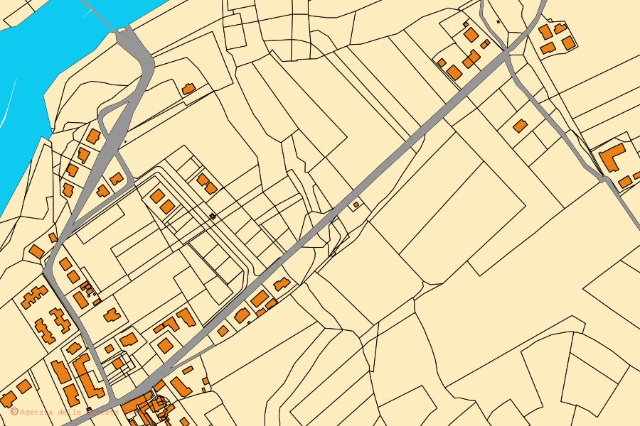 Mappa catastale del centro di Borgo Tossignano: particelle e fabbricati, cartografia Agenzia delle Entrate