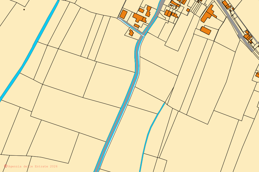 Mappa catastale del centro di Borgocarbonara: particelle e fabbricati, cartografia Agenzia delle Entrate