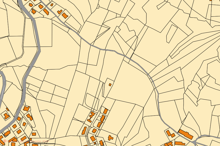 Mappa catastale del centro di Borgomale: particelle e fabbricati, cartografia Agenzia delle Entrate