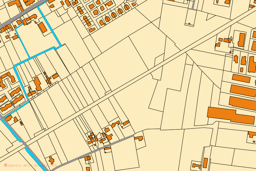 Mappa catastale del centro di Boschi Sant'Anna: particelle e fabbricati, cartografia Agenzia delle Entrate