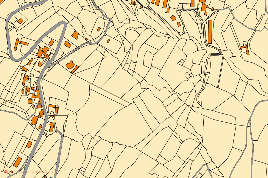 Mappa catastale del centro di Bosia: particelle e fabbricati, cartografia Agenzia delle Entrate