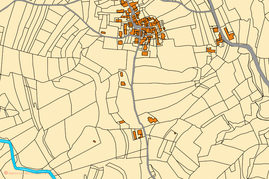 Mappa catastale del centro di Bosio: particelle e fabbricati, cartografia Agenzia delle Entrate