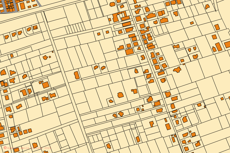 Mappa catastale del centro di Botricello: particelle e fabbricati, cartografia Agenzia delle Entrate
