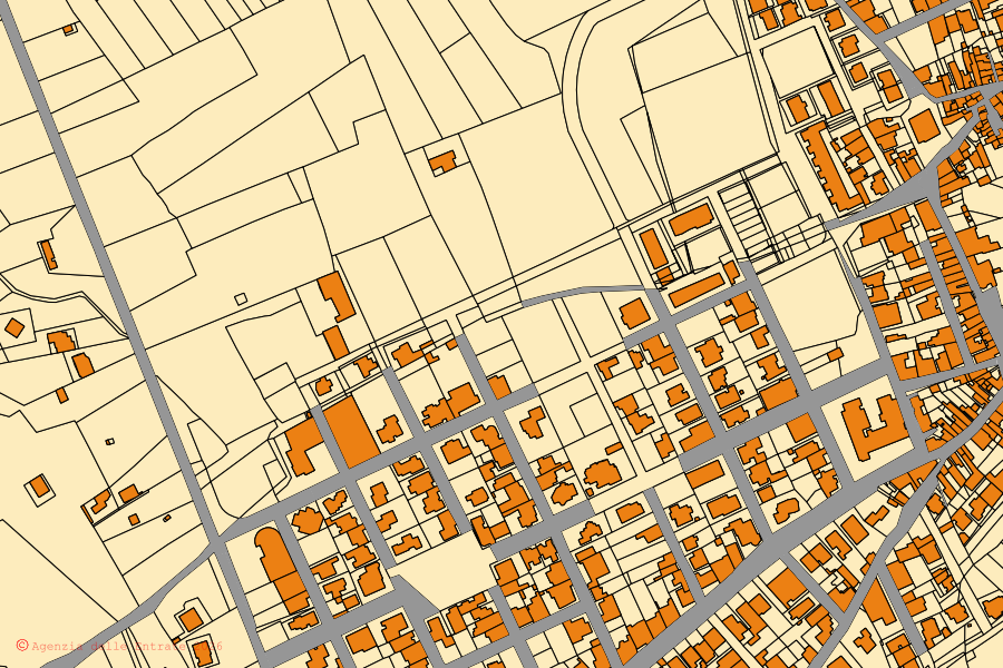 Mappa catastale del centro di Botrugno: particelle e fabbricati, cartografia Agenzia delle Entrate