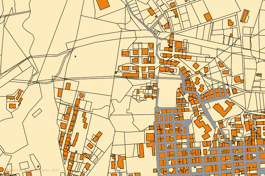 Mappa catastale del centro di Bova Marina: particelle e fabbricati, cartografia Agenzia delle Entrate