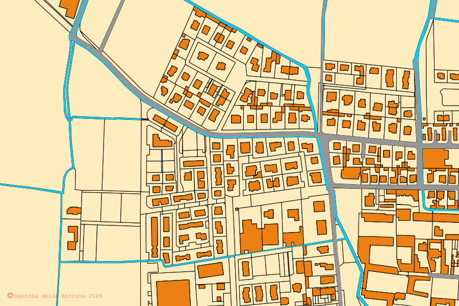 Mappa catastale del centro di Brandico: particelle e fabbricati, cartografia Agenzia delle Entrate
