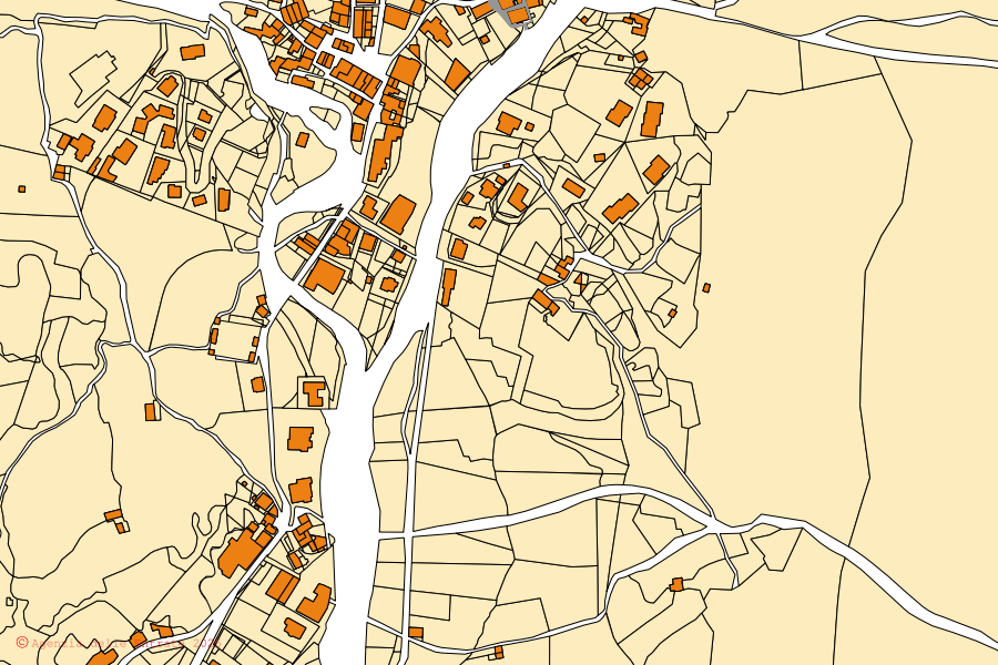Mappa catastale del centro di Branzi: particelle e fabbricati, cartografia Agenzia delle Entrate