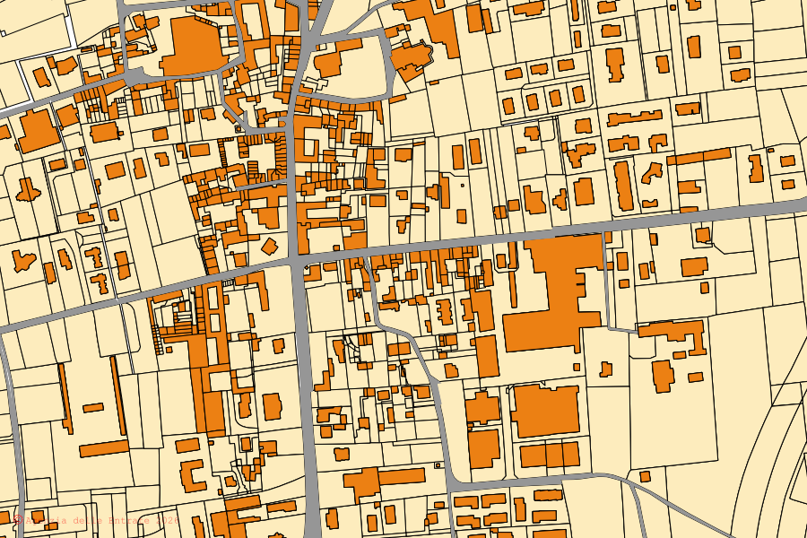 Mappa catastale del centro di Bregnano: particelle e fabbricati, cartografia Agenzia delle Entrate