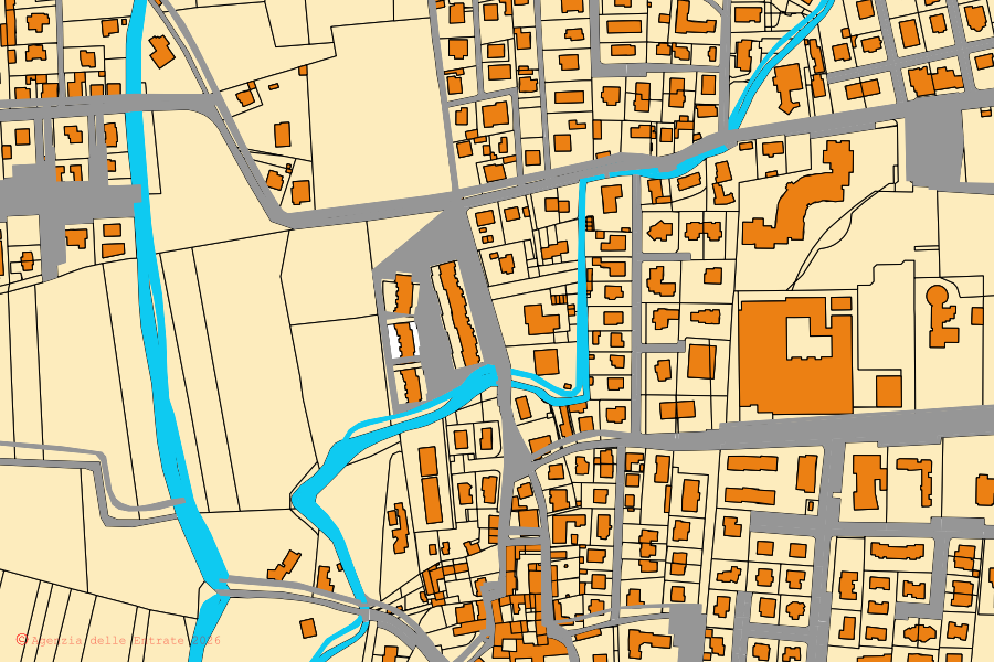 Mappa catastale del centro di Brembate di Sopra: particelle e fabbricati, cartografia Agenzia delle Entrate