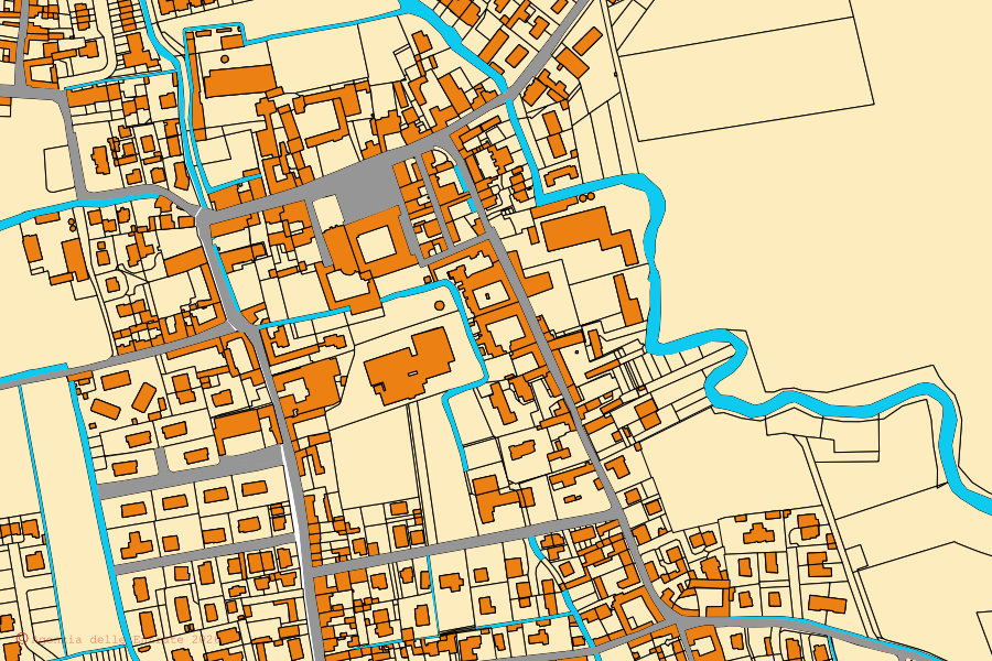Mappa catastale del centro di Brembio: particelle e fabbricati, cartografia Agenzia delle Entrate