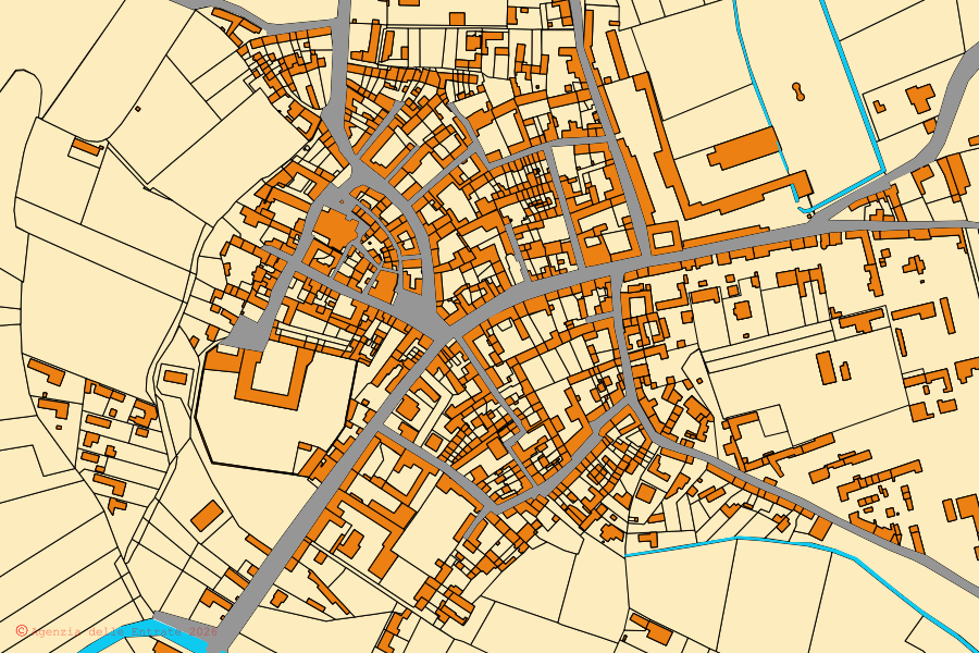 Mappa catastale del centro di Breme: particelle e fabbricati, cartografia Agenzia delle Entrate