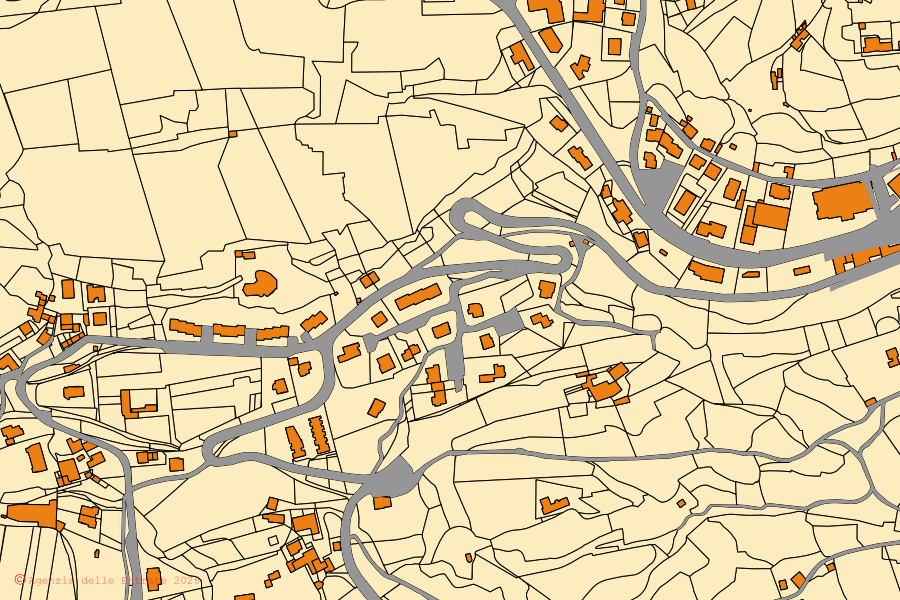 Mappa catastale del centro di Breno: particelle e fabbricati, cartografia Agenzia delle Entrate