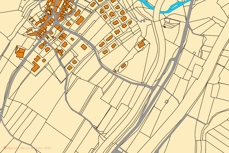 Mappa catastale del centro di Brentino Belluno: particelle e fabbricati, cartografia Agenzia delle Entrate