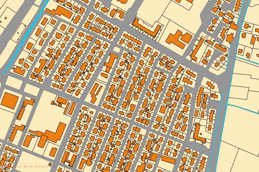 Mappa catastale del centro di Brescia: particelle e fabbricati, cartografia Agenzia delle Entrate