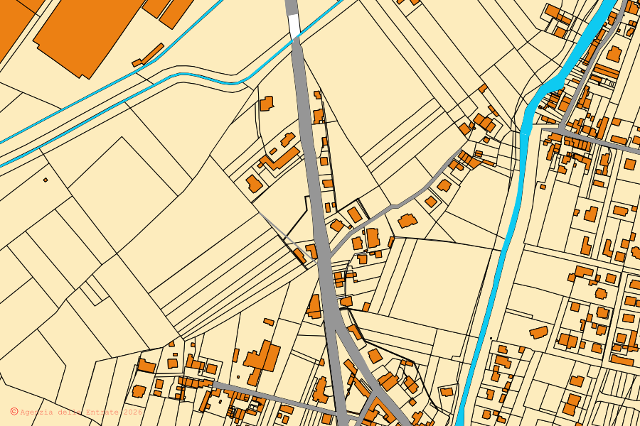 Mappa catastale del centro di Bressana Bottarone: particelle e fabbricati, cartografia Agenzia delle Entrate