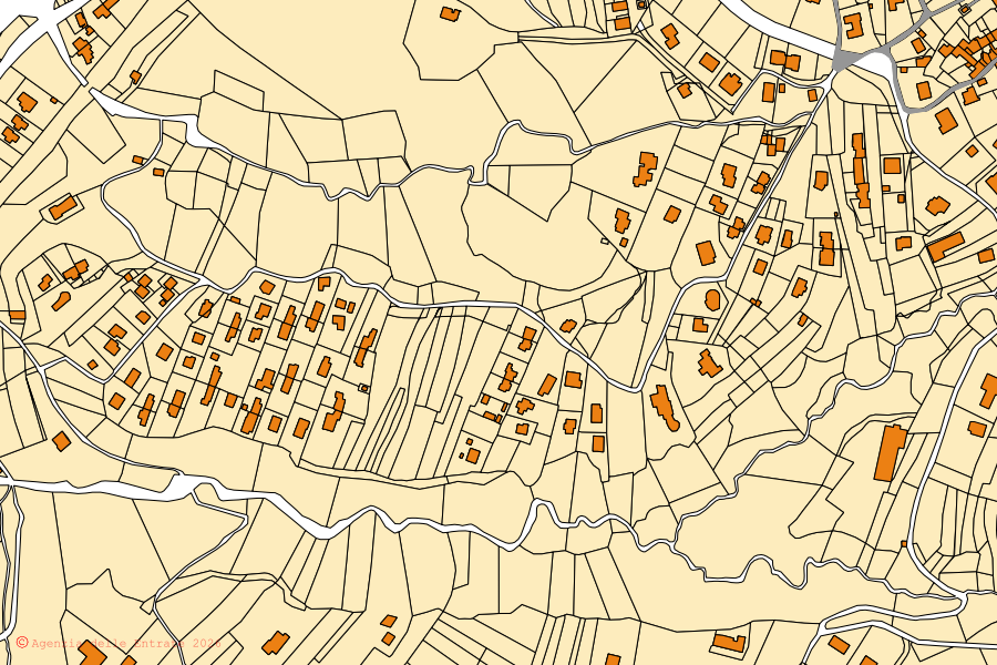 Mappa catastale del centro di Brezzo di Bedero: particelle e fabbricati, cartografia Agenzia delle Entrate