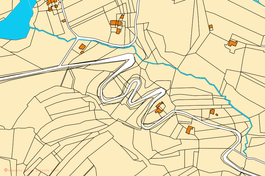 Mappa catastale del centro di Briaglia: particelle e fabbricati, cartografia Agenzia delle Entrate