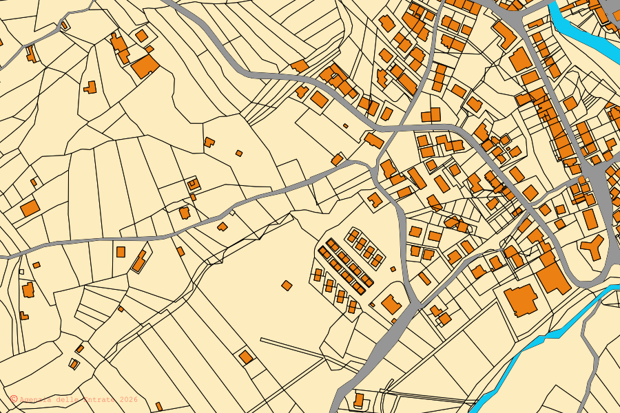 Mappa catastale del centro di Brienza: particelle e fabbricati, cartografia Agenzia delle Entrate