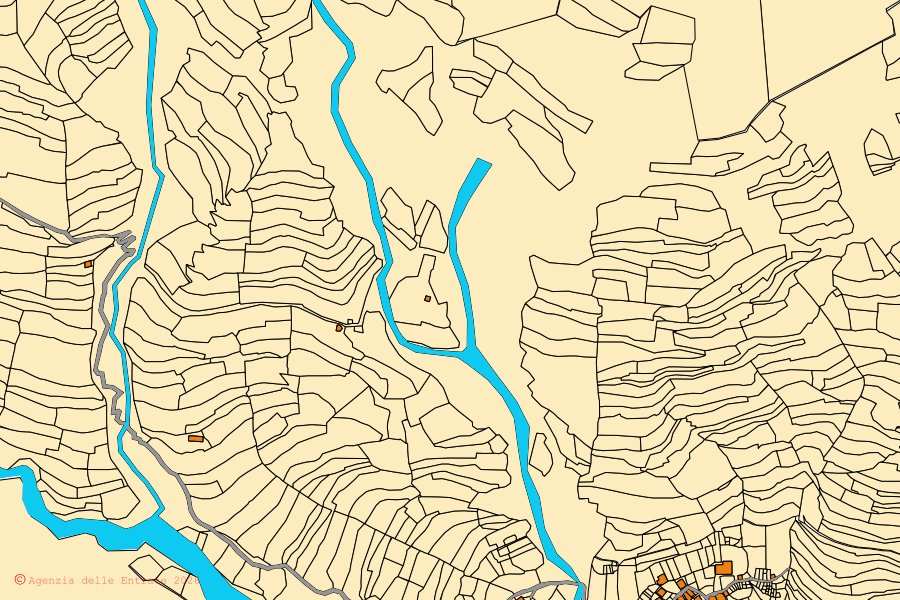 Mappa catastale del centro di Briga Alta: particelle e fabbricati, cartografia Agenzia delle Entrate