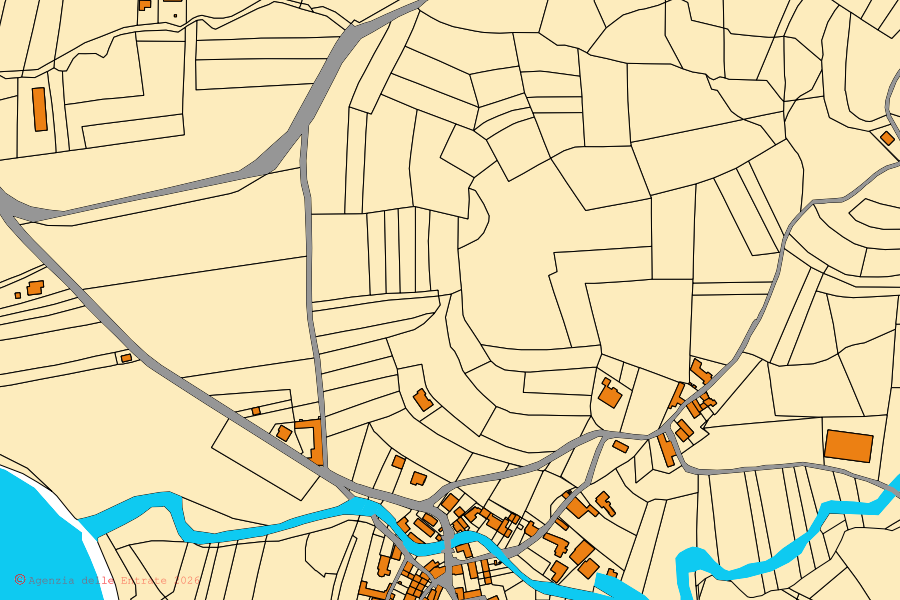 Mappa catastale del centro di Brignano-Frascata: particelle e fabbricati, cartografia Agenzia delle Entrate