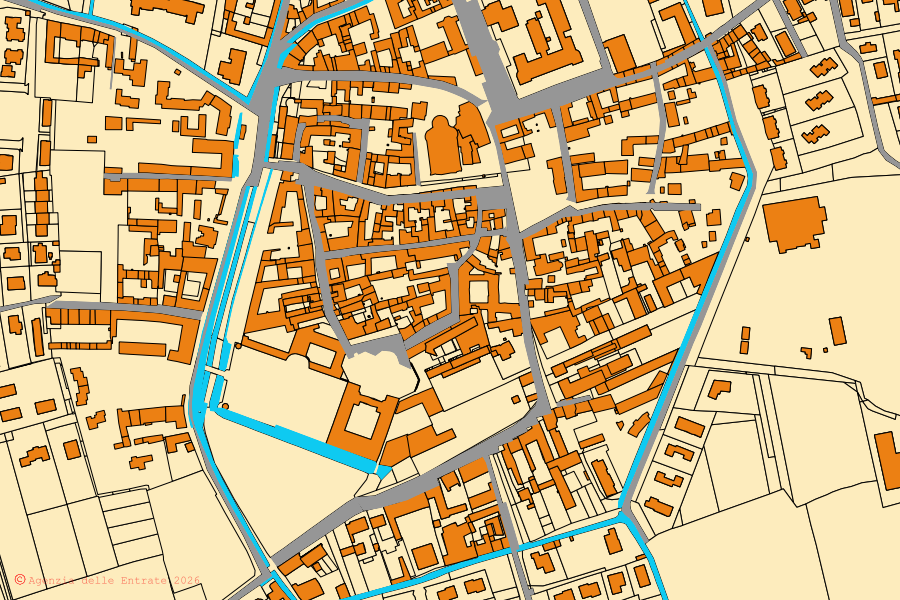 Mappa catastale del centro di Brignano Gera d'Adda: particelle e fabbricati, cartografia Agenzia delle Entrate