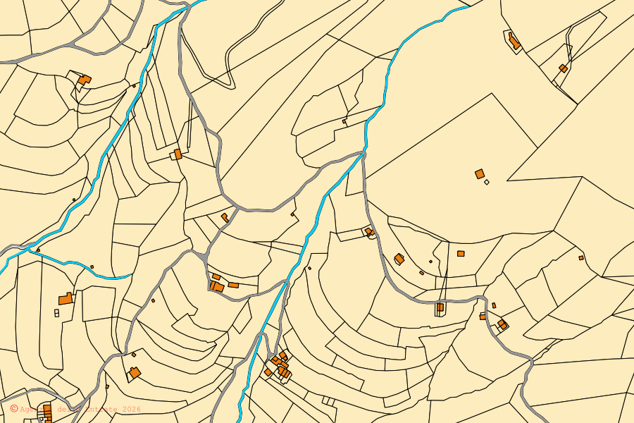 Mappa catastale del centro di Brione: particelle e fabbricati, cartografia Agenzia delle Entrate