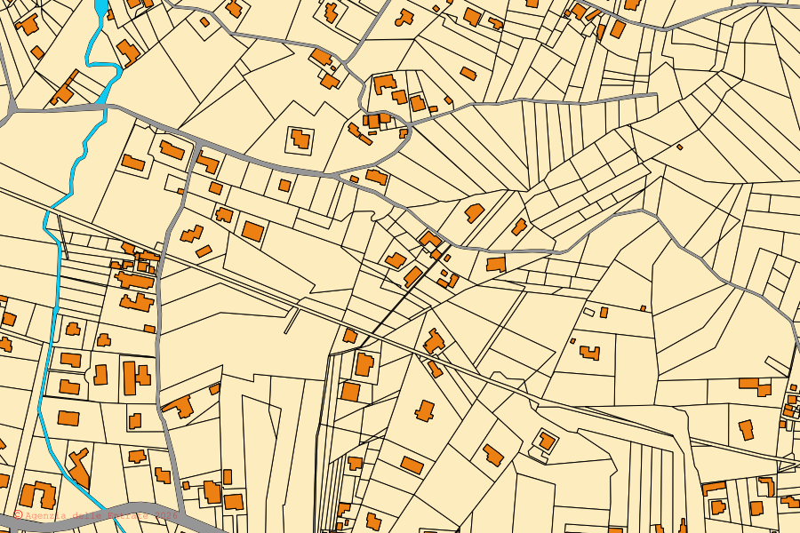 Mappa catastale del centro di Broccostella: particelle e fabbricati, cartografia Agenzia delle Entrate