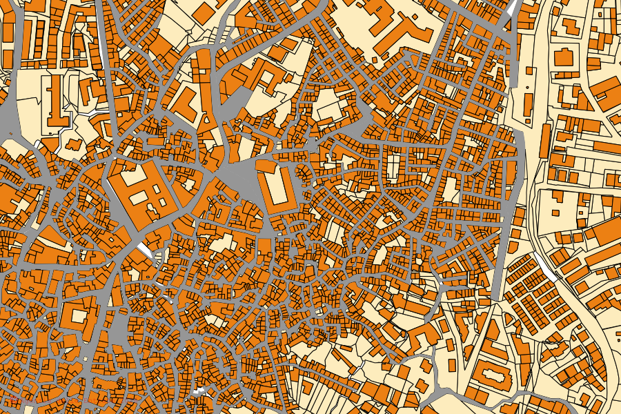 Mappa catastale del centro di Bronte: particelle e fabbricati, cartografia Agenzia delle Entrate