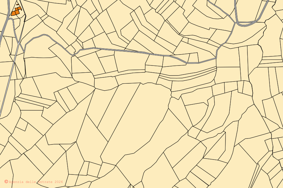Mappa catastale del centro di Brozolo: particelle e fabbricati, cartografia Agenzia delle Entrate