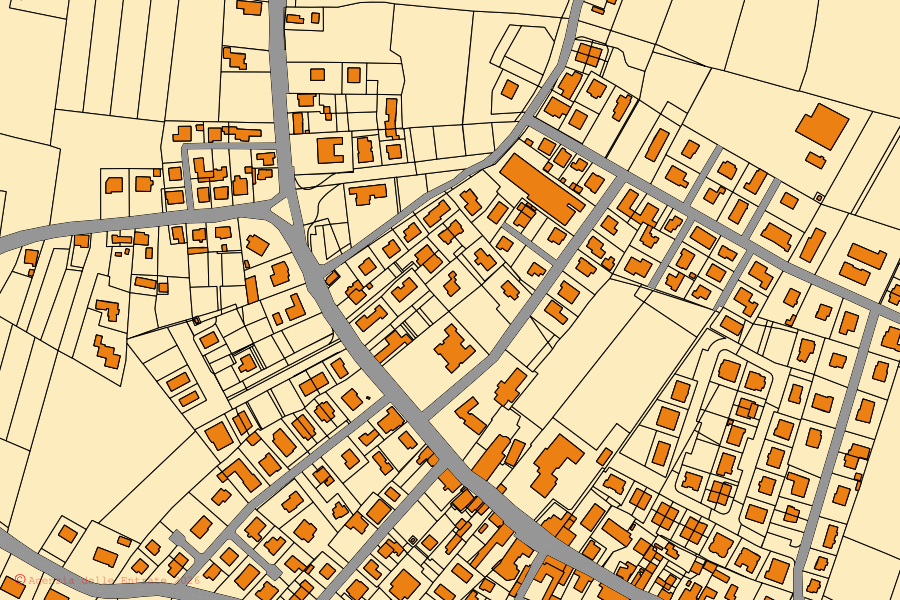 Mappa catastale del centro di Brugine: particelle e fabbricati, cartografia Agenzia delle Entrate