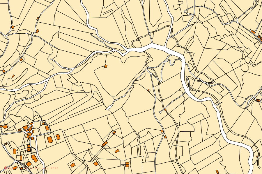 Mappa catastale del centro di Brumano: particelle e fabbricati, cartografia Agenzia delle Entrate