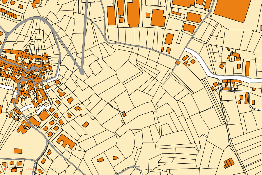 Mappa catastale del centro di Brunello: particelle e fabbricati, cartografia Agenzia delle Entrate