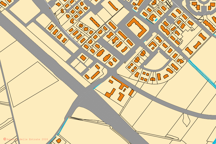 Mappa catastale del centro di Brusaporto: particelle e fabbricati, cartografia Agenzia delle Entrate