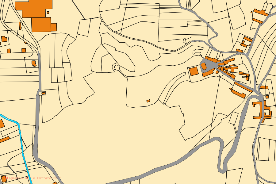 Mappa catastale del centro di Brusasco: particelle e fabbricati, cartografia Agenzia delle Entrate