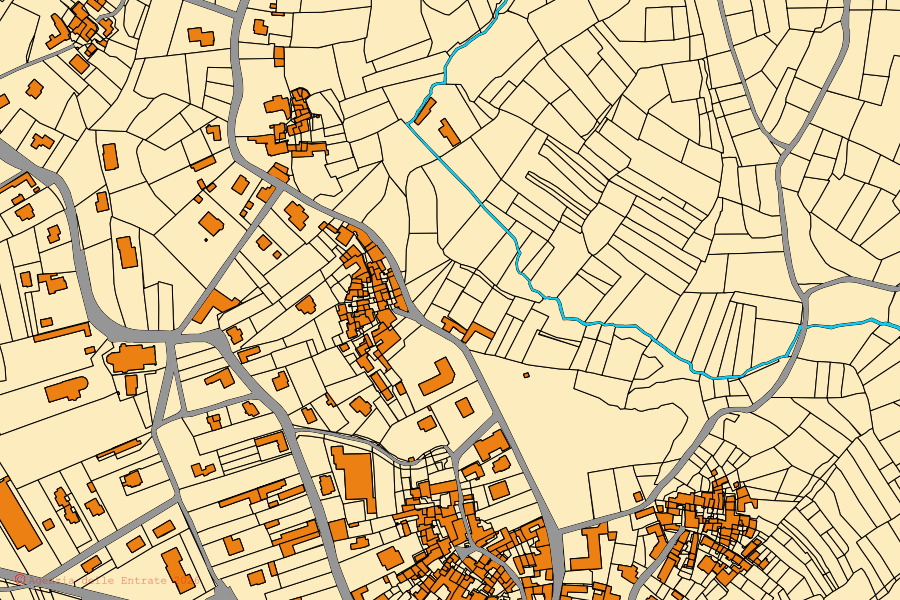 Mappa catastale del centro di Brusnengo: particelle e fabbricati, cartografia Agenzia delle Entrate