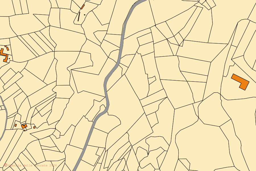 Mappa catastale del centro di Bubbio: particelle e fabbricati, cartografia Agenzia delle Entrate