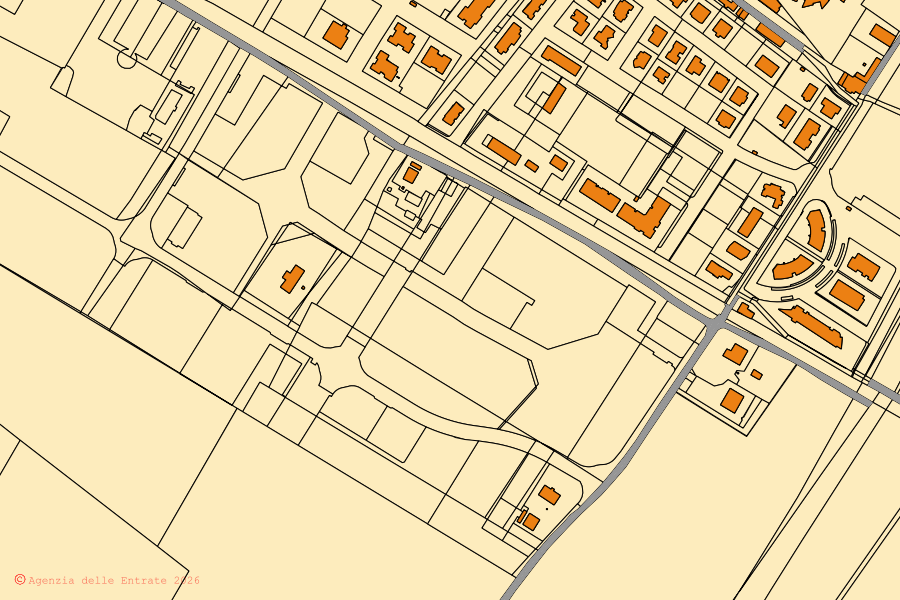 Mappa catastale del centro di Budrio: particelle e fabbricati, cartografia Agenzia delle Entrate