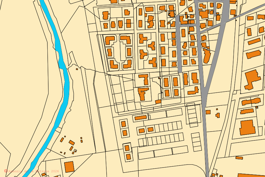 Mappa catastale del centro di Buonconvento: particelle e fabbricati, cartografia Agenzia delle Entrate