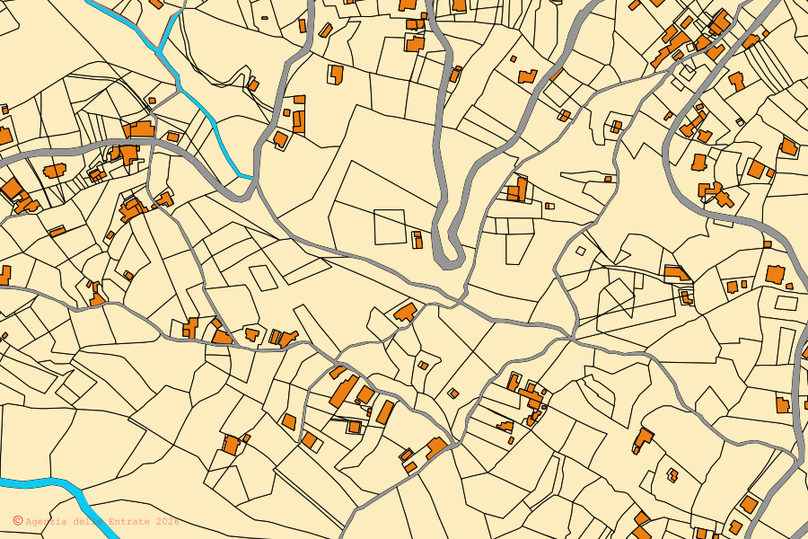 Mappa catastale del centro di Buonvicino: particelle e fabbricati, cartografia Agenzia delle Entrate