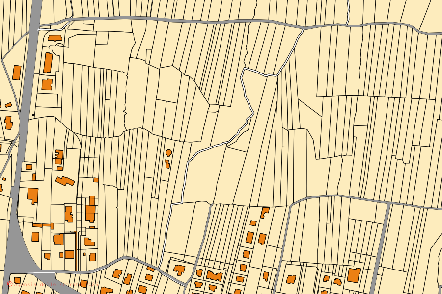 Mappa catastale del centro di Busano: particelle e fabbricati, cartografia Agenzia delle Entrate