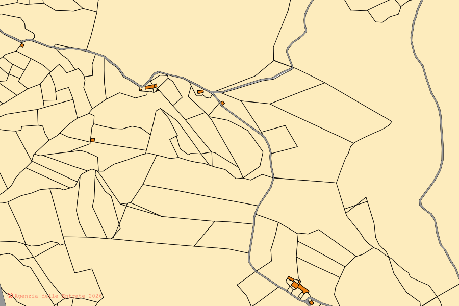 Mappa catastale del centro di Busca: particelle e fabbricati, cartografia Agenzia delle Entrate
