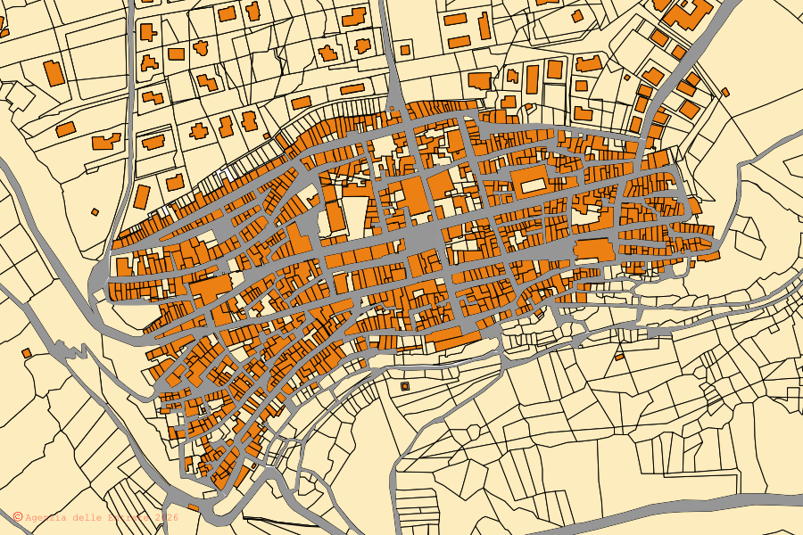 Mappa catastale del centro di Buscemi: particelle e fabbricati, cartografia Agenzia delle Entrate