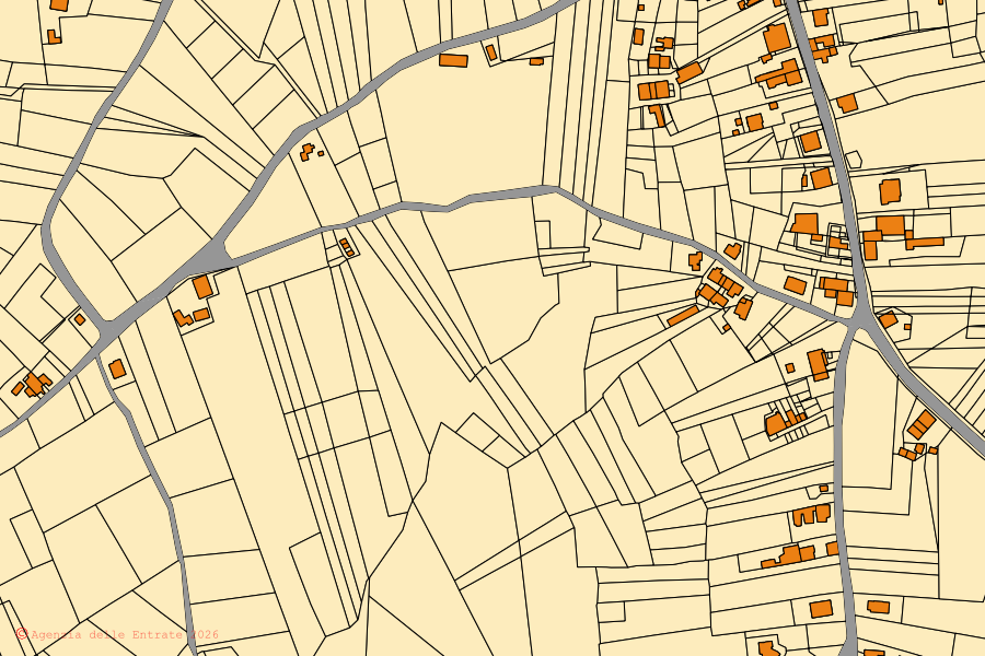 Mappa catastale del centro di Busso: particelle e fabbricati, cartografia Agenzia delle Entrate