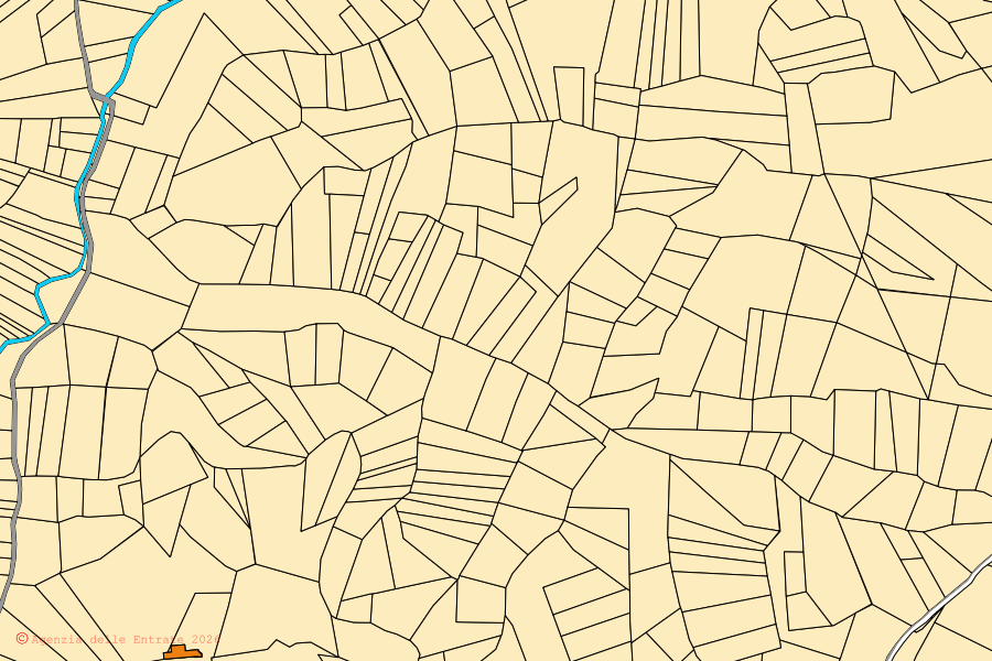 Mappa catastale del centro di Buttigliera d'Asti: particelle e fabbricati, cartografia Agenzia delle Entrate