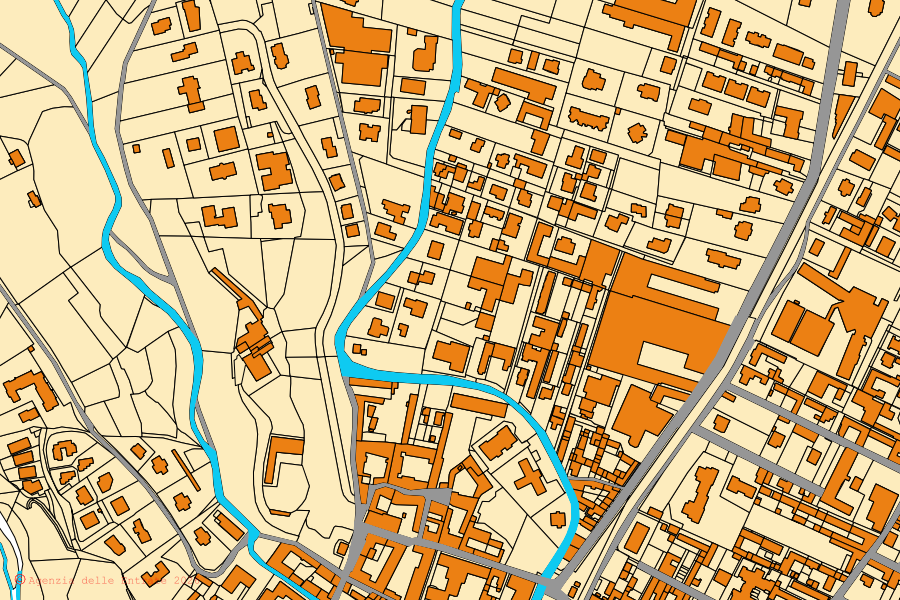 Mappa catastale del centro di Cabiate: particelle e fabbricati, cartografia Agenzia delle Entrate